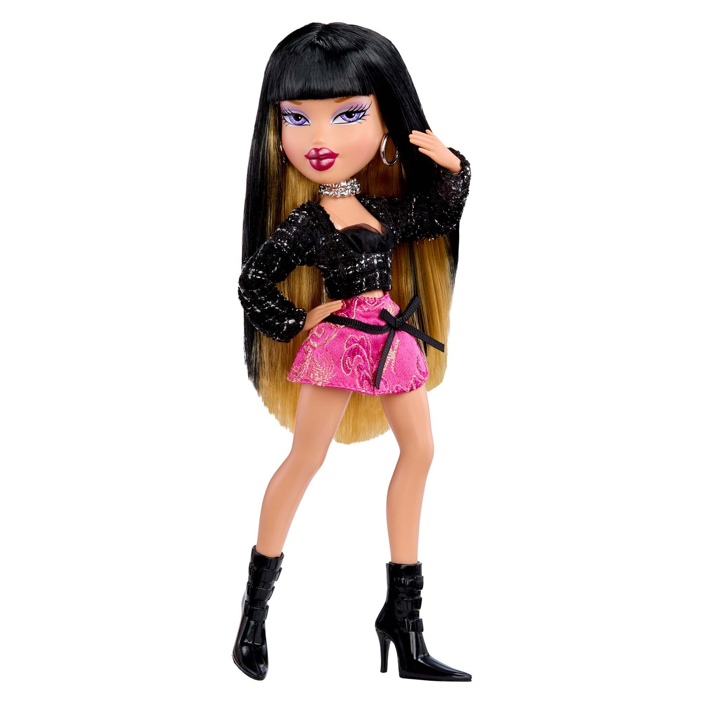 doll with her tweed top and mini skirt