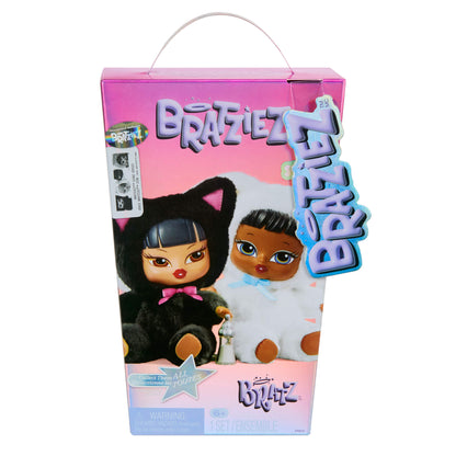 Bratz dolls packaging with two dolls on a pink and purple background