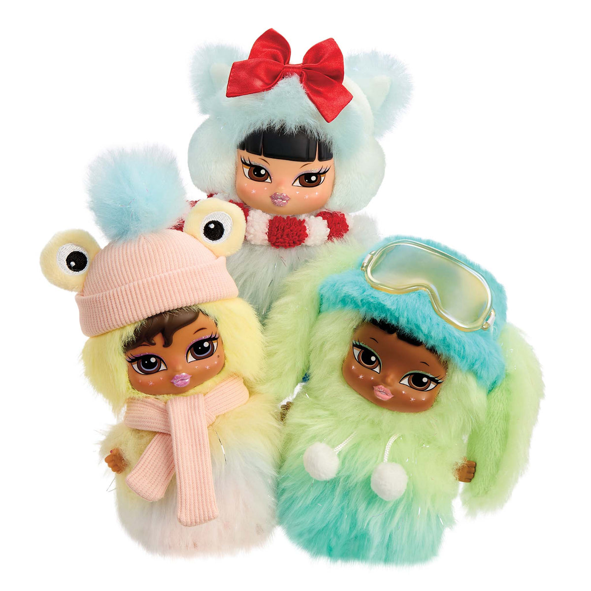 bratziez wintertime wonderland fuzzy keychain group jade yasmin sasha