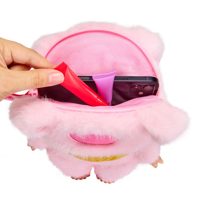 bratziez packz backpack cloe pink fuzzy fur open bag