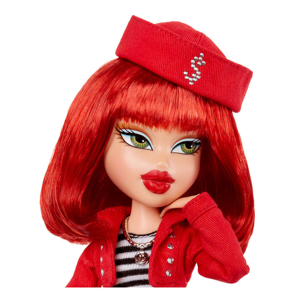Close up of Ambers face wearing a red hat
