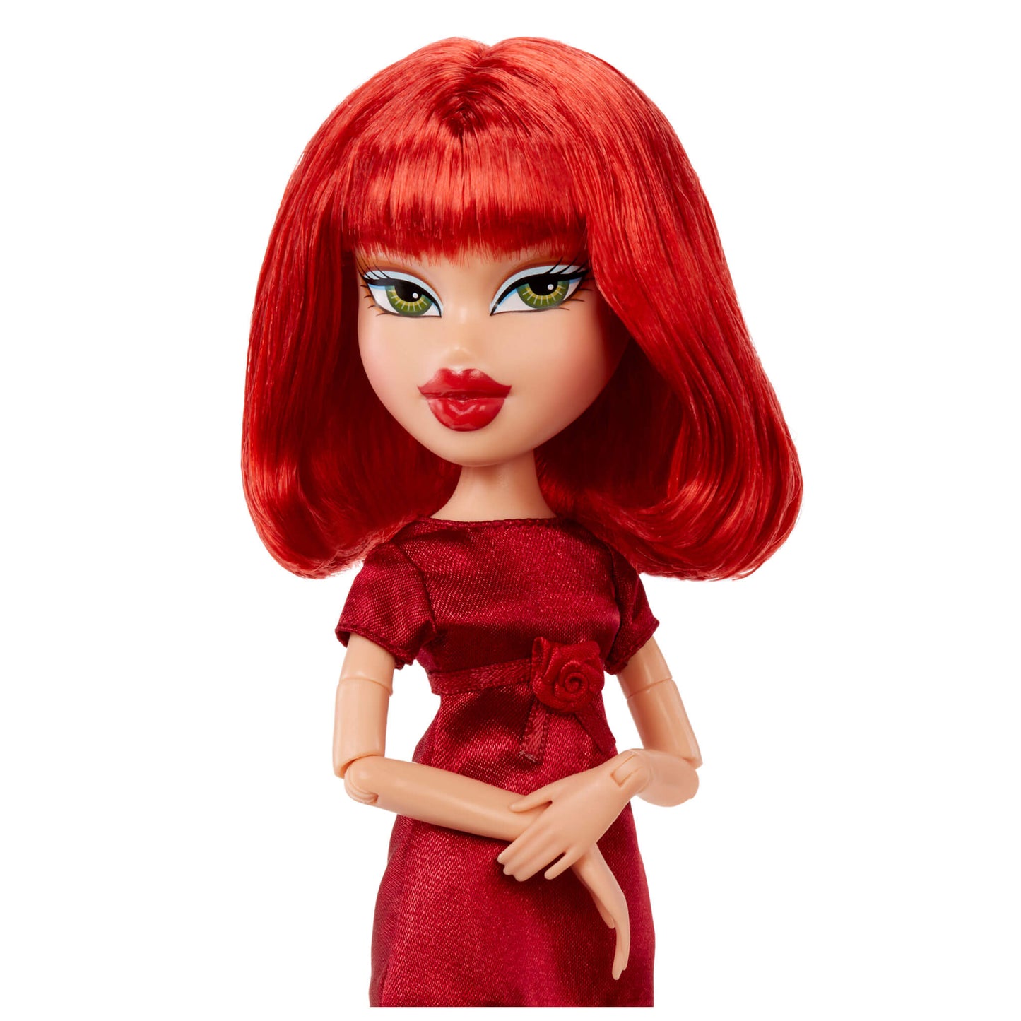 Doll with red short hair and red dress 