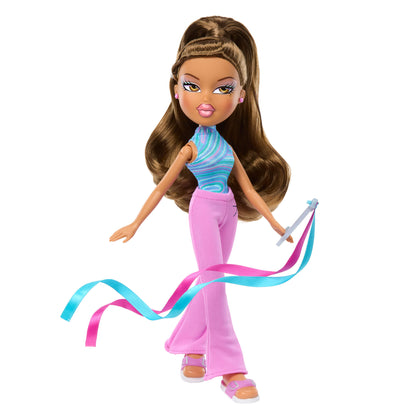 Yasmin is holding dance flag