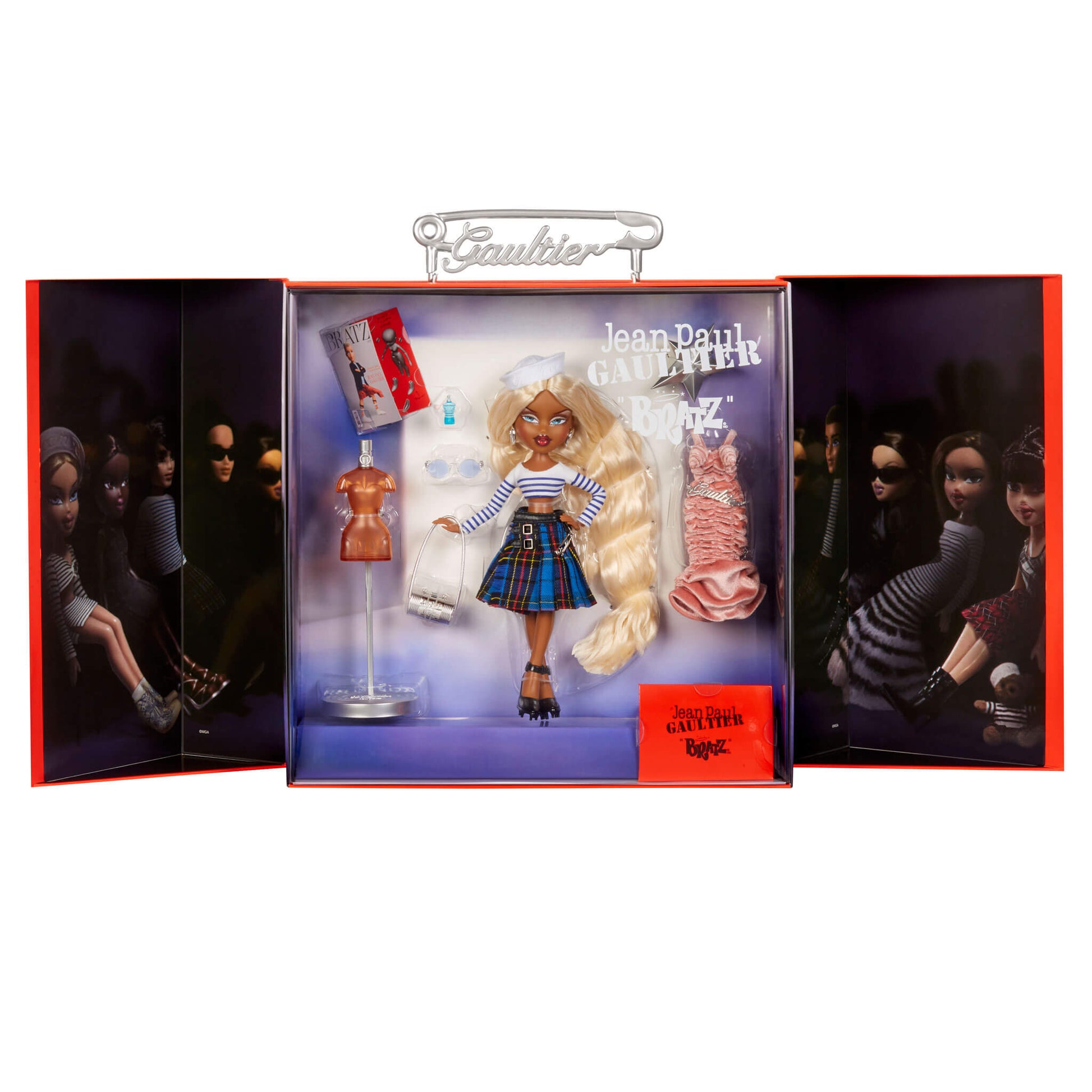 packaging with doll inside and side panels open