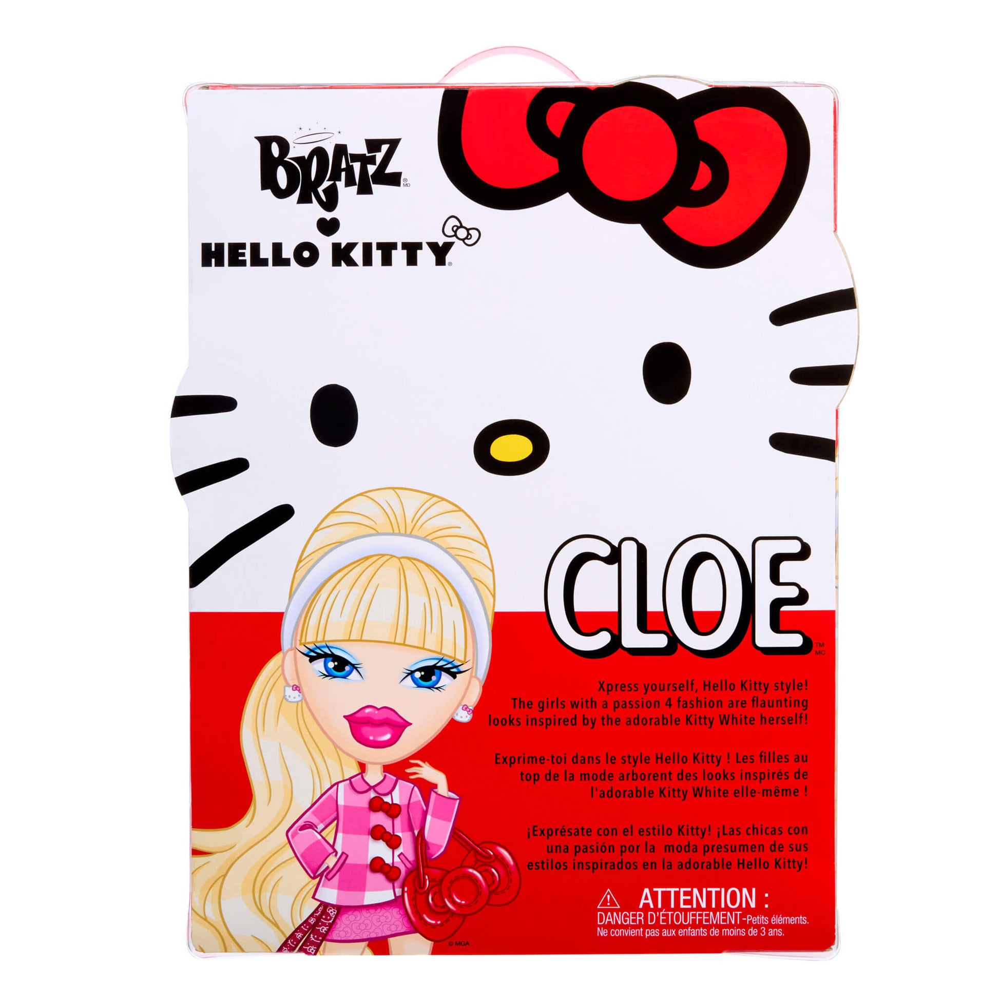 Bratz Hello Kitty Cloe toy packaging with character illustration on a white background