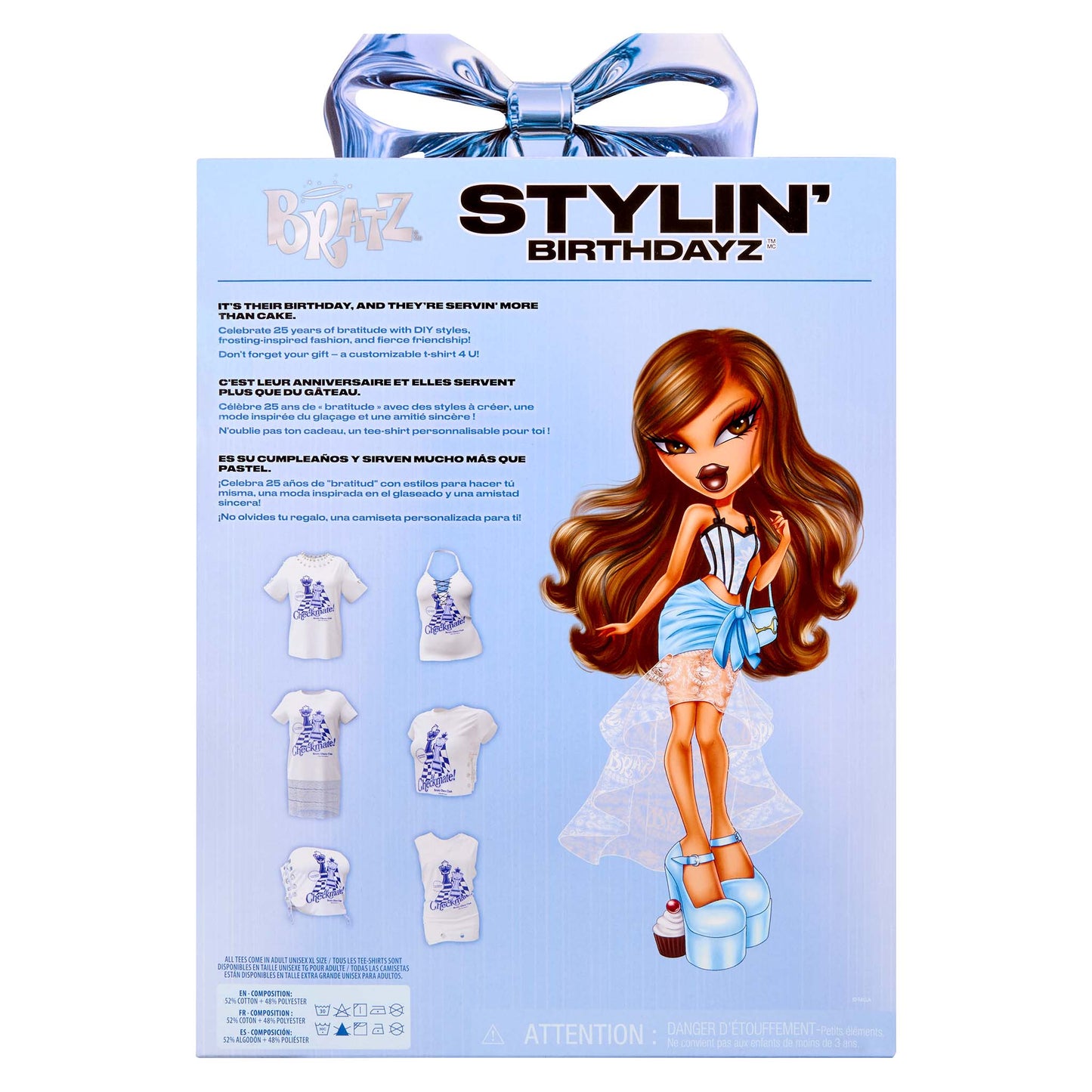 Stylin' Birthdayz toy packaging with a doll with DIY styles you can customize