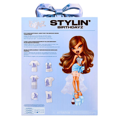 Stylin' Birthdayz toy packaging with a doll with DIY styles you can customize