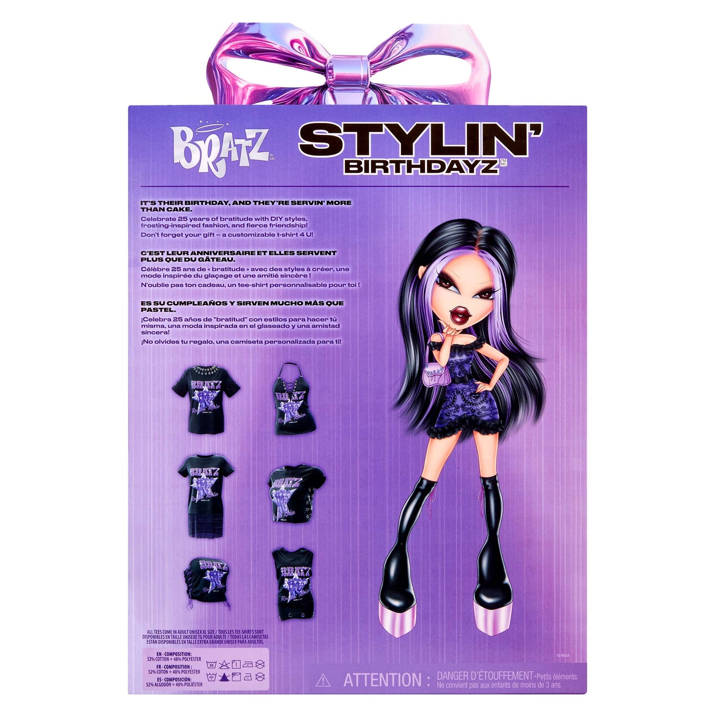 Stylin' Birthdayz toy packaging with a doll with DIY styles you can customize