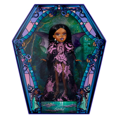 Doll in a with stained glass design box without sleeve