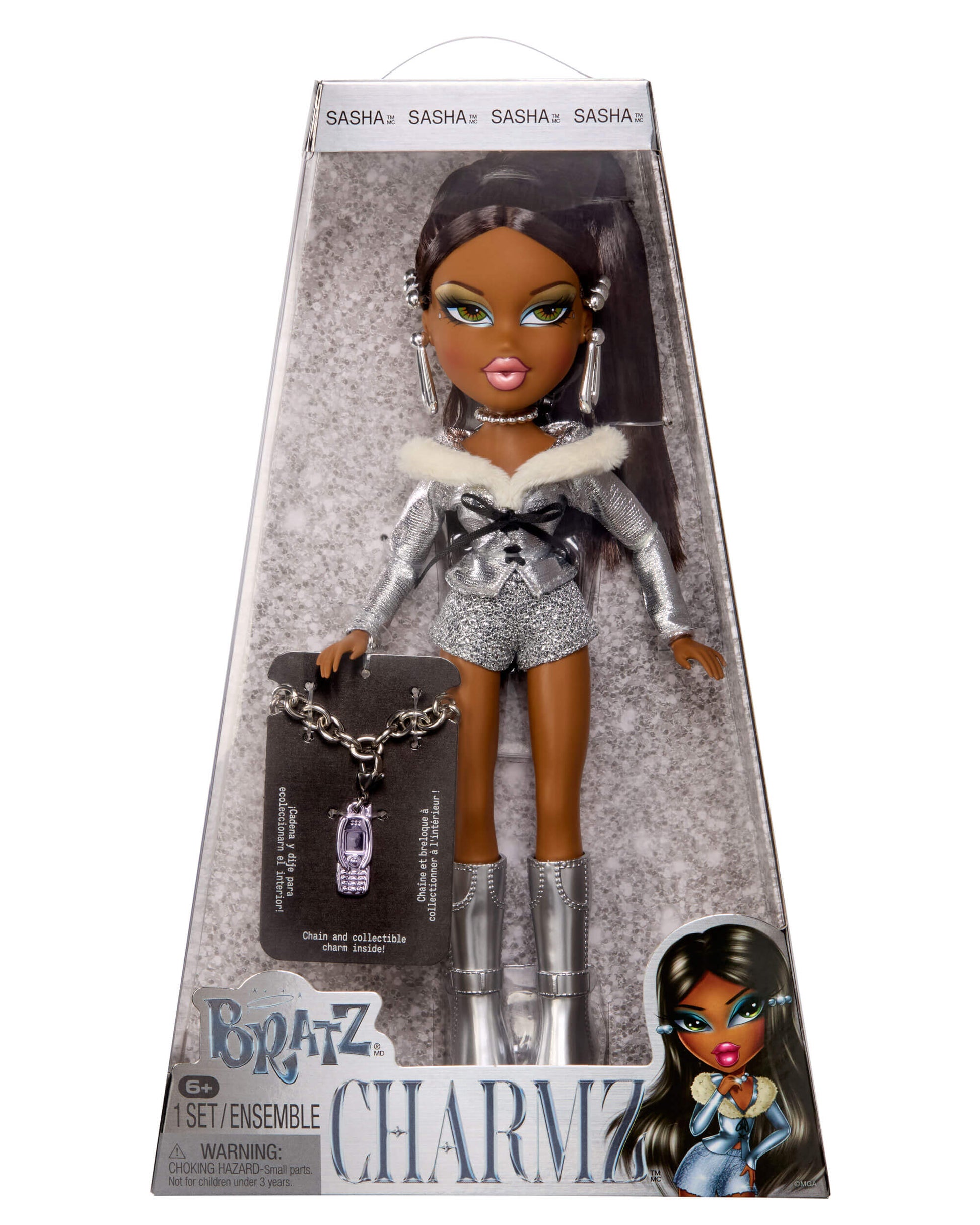 Bratz Charmz Doll - Sasha in packaging on a white background