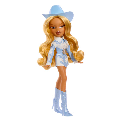 Yasmin Doll in a blue western outfit with a hat 
