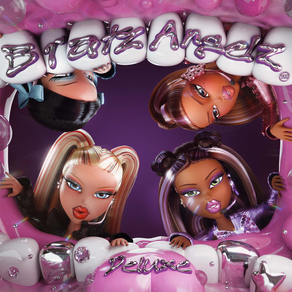 Bratz Angelz Deluxe  album cover w/ white teeth and metallic silver details