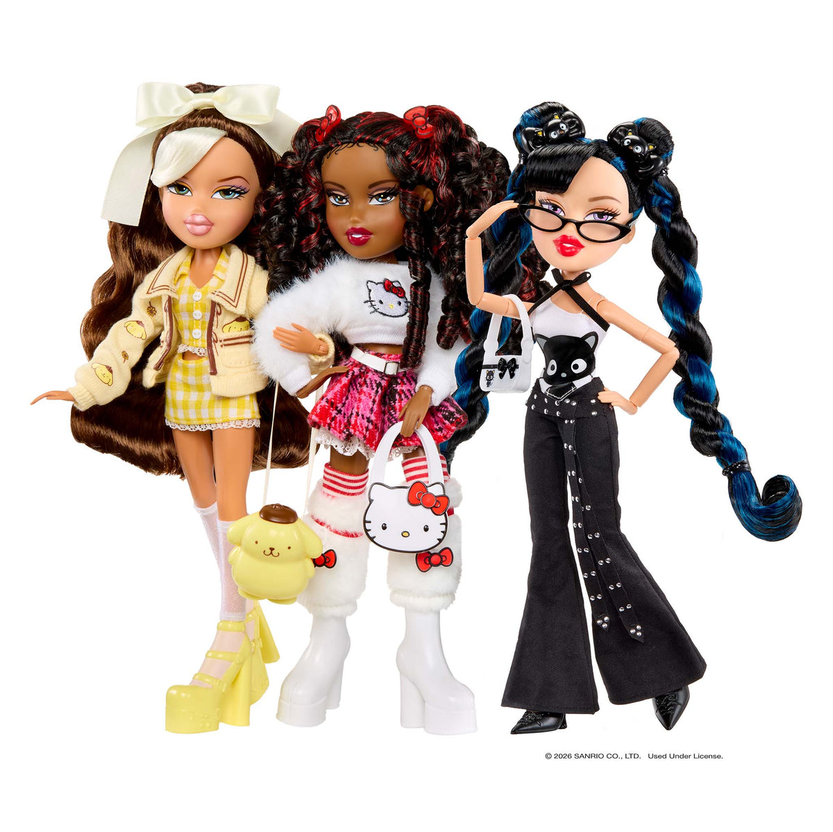 bratz hello kitty and friends kumi sasha fianna pose group