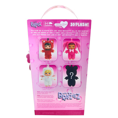 Pink packaging of Bratziez dolls with four different blind dolls inside on a white background