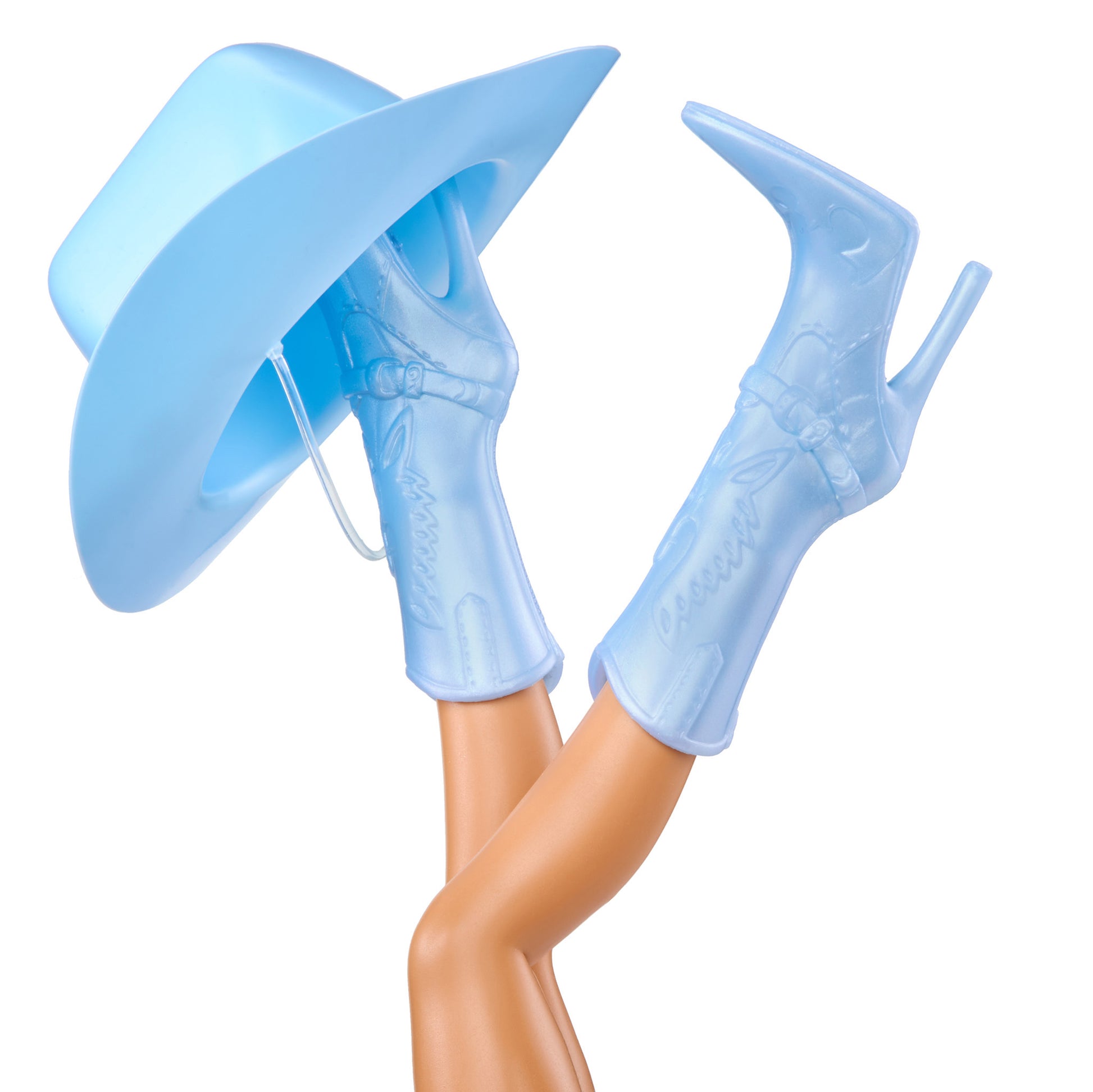 sassy stampede yasmin close up light blue boots hat