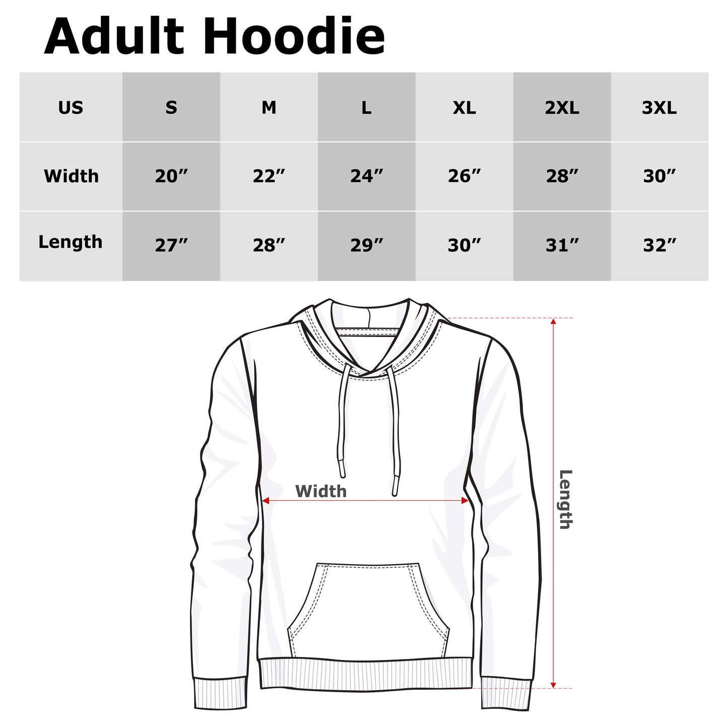apparel hoodie graphic size chart