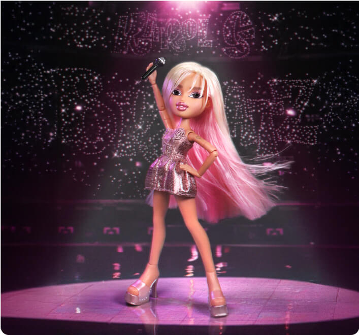 Karol G doll posed with Microphone